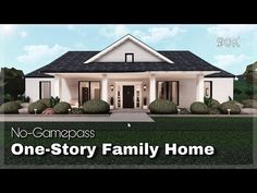 a white house with the words no - gamposs one story family home on it