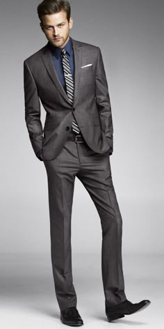 Awesome Plaid Wool Photographer Suit by Express                              … Terno Slim Fit, Charcoal Gray Suit, Blue Prom Dress