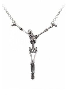 Outstretched suspended skeleton. 10cm pendant. Gothic style necklace.   #GothicAccessories #GothicDesign #SkeletonAccessories Horror Necklace, Hanging Skeleton, Kill Star, Skeleton Necklace, Alchemy Gothic, Goth Necklace, Attitude Clothing, Gothic Design, Bone Jewelry