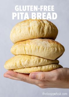 three gluten - free pita bread stacked on top of each other