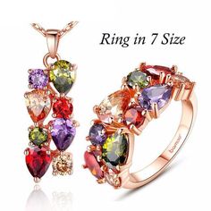 Luxury Gold with Multicolor AAA Cubic Zircon Mona Lisa Jewelry Sets for women - wanahavit - wanahavit Jewelry Making Business, Plant Jewelry, Crystal Jewelry Sets, Bridesmaid Jewelry Sets, Cubic Zirconia Jewelry, Fashion Jewelry Sets, Wedding Bridal Jewellery, Cz Jewelry, Engagement Jewelry