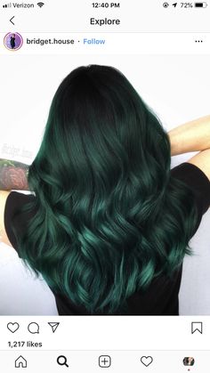 Dark Green Hair Color, Phoenix River, Dark Green Hair Dye, Green Hair Color, Dark Hair Dye, Emerald Hair