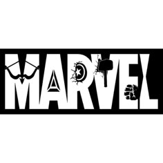 a black and white logo with the word'marvel'written in large letters on it