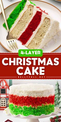 If you’re looking for a show-stopping holiday dessert (that doesn’t require any special skills!), look no further than this 4-Layer Christmas Cake! Moist vanilla cakes are dyed red and green then layered with homemade frosting, and finished with shredded coconut for texture and flavor. It’s delicious, festive, and the perfect way to end your Christmas meal. Moist Vanilla Cake, Christmas Meal, Christmas Desserts Easy, Homemade Frosting, Holiday Dessert, Homemade Candies, No Bake Treats, Shredded Coconut, Trifle