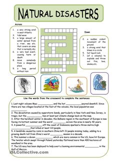 a crossword puzzle with the words natural disasters