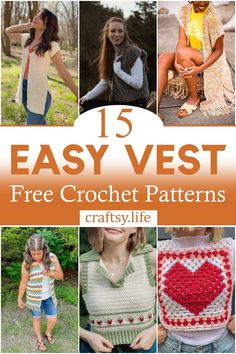 the 15 easy vest crochet patterns are great for beginners to make and sell