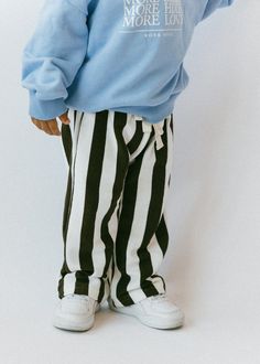 Wide Stripe Pants Striped Straight Leg Bottoms With Elastic Waistband, Striped Straight Leg Pants With Elastic Waistband, Striped Trousers With Elastic Waistband, Striped Straight Pants With Elastic Waistband, Straight Striped Pants With Elastic Waistband, Trendy High-waisted Bottoms With Vertical Stripes, Striped Straight Pants With Contrast Stripes, Trendy Striped Straight Pants, Trendy Cotton Bottoms With Vertical Stripes