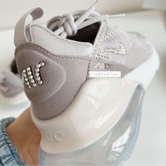 Nwt Womens 270 With Swarovski Modern Silver Sneakers With Air Max Cushioning, Silver Air Max Sneakers, Silver Sneakers With Air Max Cushioning, Silver Sneakers With Air Max Cushioning And Round Toe, Nike Silver Sneakers, Womens Nike Air Max 270, Nike Air Max 270 White, Bling Nike Shoes, Swarovski Nike