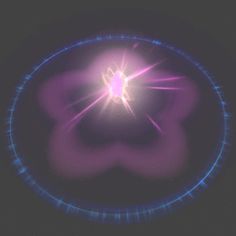 an image of a bright light in the middle of a black background with blue and pink circles