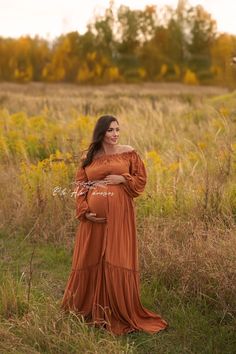 Unique maternity dress for photo shoot :  - off the shoulder button down dress - ruffled skirt  - ruffled top - long sleeve  - adjustable waist  - premium quality linen blend and natural coconut buttons  - one size photography dress  fits most S-XXL COLOR : rust / burnt orange / Colors on your monitor may differ slightly from the original. PRODUCT CARE: Hand washing or machine wash on gentle mode in lukewarm ( 30*C)  water and air-drying for best care, iron on medium to high heat, do not machine Burnt Orange Maternity Dress, Orange Maternity Dress, Fall Photo Shoot, Fall Maternity Outfits, Boho Gown, Dress For Fall, Fall Maternity, Fall Photo, Burnt Orange Color