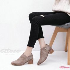 Qteee - Stylish Pointed Toe Ankle Boots with Chunky Heels for Women Casual Low Heel Winter Heels, Casual Ankle-high Heels, Casual Ankle-high Heeled Boots With Stacked Heel, Casual Ankle Boot Heels With Stacked Heel, Casual Stacked Heel Winter Heels, Casual Stacked Heels For Winter, Casual Ankle-high Heels With Stacked Heel, Casual Ankle-high Heeled Boots, Rough Heels