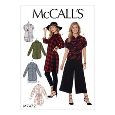 a women's shirt and pants sewing pattern, with the words mccalls on it