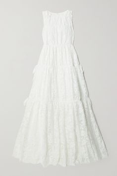 Erdem designed this version of its signature 'Isla' gown with "the bohemian bride in mind." Intricately crafted from cotton-blend lace, it's designed in a floaty, tiered silhouette with delicate ties at the shoulders and waist to customize the shape. Slip on a pair of tonal pumps and borrowed diamonds for your special day. White Tiered Dress, Wedding 2025, Bohemian Bride, Causual Outfits, The Bohemian, Lace Gown, Mom Outfits, Tiered Dress, Historical Fashion