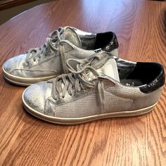 P448 Tennis Shoes Size 39 Silver Worn Look On Top And Silver Mesh On Side - Goes With Everything Only Worn A Few Times So Could Pass As Brand New Look On, Tennis Shoes, Womens Shoes Sneakers, Tennis, That Look, Shoes Sneakers, Mesh, Women Shoes, Brand New