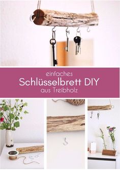 a collage of photos with the words schlusselbrett diy