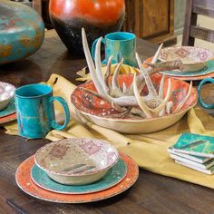 Feather 14-PC Melamine Dinnerware Set Melamine Dinnerware Southwestern Dinnerware, Turquoise Terracotta, Western Dinnerware, Melamine Dinnerware Sets, Outdoor Dinnerware, Melamine Dinner Plates, Melamine Bowls, Dinner Bowls, Melamine Dinnerware