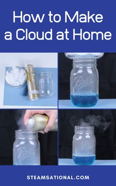 How to Make a Cloud in a Jar Rain Science Experiment, Cloud In A Jar Experiment, Cloud Experiments, Cloud Science, Spring Stem Activities, Cool Clouds, Cloud In A Jar, Cloud Activities, Kids Stem Activities