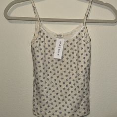 Brand New With Tags Os Fitted Cotton Camisole With Floral Print, Fitted Floral Print Cotton Camisole, Floral Print Cotton Cami Top, Cotton Floral Print Cami Tops, Cotton Camisole Tops With Floral Print, Printed Cotton Cami Top, Floral Lace Tank Top, Shoe Nails, John Galt