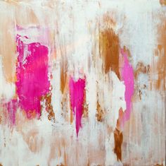 an abstract painting with pink and brown colors