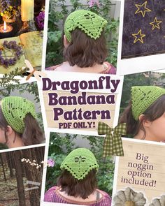 the dragonfly bandana pattern is easy to crochet and can be worn as a hat or beanie