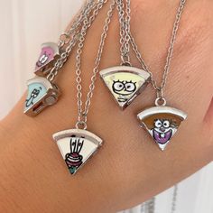 Personalized Fun Jewelry For Best Friend, Personalized Fun Jewelry For Best Friend Gift, Fun Silver Necklace For Gift, Silver Fun Necklace For Gift, Novelty Charm Necklaces For Gifts, Pizza Friend, Pizza Necklace, Bff Necklace, Forever Necklace