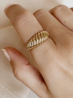 Solid Gold Twisted Dome Ring, 14k Solid Gold Bold Croissant RingSparkling Real Gold Statement Rings is the Perfect Finishing Touch for When You're Feeling Stellar ✪ Handmade / Handcrafted Fine Jewelry ✪ Gold Weight: Approx. 2,92g (Based on size 6) ✪ Metal: 14K Solid Gold ✪ Band Width: ✪ Gold Color: White gold, Rose gold, Yellow gold ✪100% 14K Real Gold. Not Filled or Plated. They are real 14k (585k) Gold! ♡ For questions or special designs, please contact us via message. We are happy to hear fro Yellow Gold Rings With Modern Twist For Promise, Yellow Gold Promise Ring With A Modern Twist, Modern Twist 14k Gold Jewelry, Modern 14k Gold Jewelry With Ring Detail, Modern Twist 14k Gold Ring With Polished Finish, Yellow Gold Open Ring With A Modern Twist, 14k Gold Stackable Rings With Modern Twist, Modern Twist 14k Gold Stackable Rings With Polished Finish, Stackable 14k Gold Dome Ring As Gift