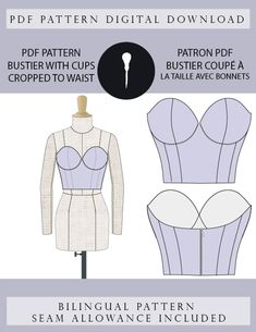 the instructions for how to sew a dress with an attached bustier and skirt