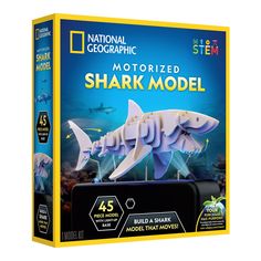 the shark model is in its box