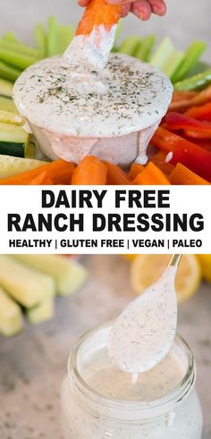 Homemade Ranch Dressing (dairy free, vegan, paleo, keto, low carb, gluten free) Dairy Free Ranch, Sweet Potato Vegan, Gluten Free Dairy Free Recipes Dinner, Dairy Free Ranch Dressing, Dairy Free Salads, Dairy Free Cooking, Dairy Free Snacks, Ranch Dressing Recipe