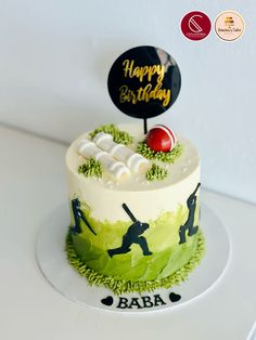 a birthday cake with an image of baseball players on it