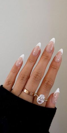 French Manicure Pearl, French With Pearl Nails, White French Nails With Pearls, Classy Bridal Nails Almond, White And Pearl Nails, Bridal Pearl Nails, Pearl Nails Wedding, Pearl Wedding Nails For Bride, French Nails Bride