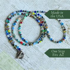 This Colorful, Dainty Wrap Necklace features vibrant upcycled beads, perfect as a friendship necklace or wrap bracelet. Designed as a one-size layering piece, it's a delightful gift for your friend or niece. 𝗗𝗘𝗧𝗔𝗜𝗟𝗦 🍂 Measures 36 inches in length 🍂 Strung on strong 49 strand professional beading cable 🍂 American pewter toggle clasp 🍂 Upcycled Czech glass beads in many colors and finishes; multicolor rainbow mix 🍂 Czech glass seed beads in turquoise blue as the background color 🍂 Can Multicolor Beaded Necklaces For Friendship, Spiritual Multicolor Wrap Bracelet As A Gift, Multicolor Spiritual Wrap Bracelet As Gift, Spiritual Style Multicolor Wrap Bracelet As A Gift, Colorful Beads Multi-strand Wrap Bracelet As Gift, Colorful Multi-strand Wrap Bracelet As Gift, Multicolor Spiritual Beaded Necklaces Nickel Free, Multicolor Bohemian Beaded Necklaces For Friendship, Multicolor Nickel-free Spiritual Beaded Necklace