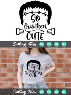 a woman wearing a t - shirt that says 50 branen cutie cutting files