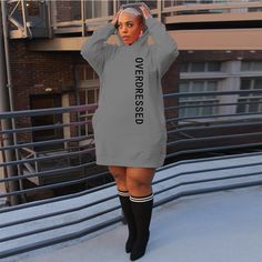 Streetwear Letter Print Loose Sweatshirt Dresses Fall Crew Neck Dress With Letter Print, Sweatshirt Dresses, Oversized Hoodies, Sweatshirt Dress, Oversize Hoodie, Fashion Flats, 1 Million, Letter Print, Letter Prints