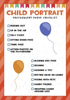 a child portrait checklist with balloons on it