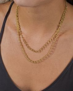 This accessory is double the glamour! Luxe layers make this necklace a perfect addition to any outfit. You'll turn heads when you wear this piece in both gold and silver tones. Available in gold and silver tones. Materials: 14K gold or rhodium plated brass Features: Measures 16-18" with 2" extender, 0.15" chain width, Lead & Nickel free, lobster clasp Gold Double Chain Link Necklace, Gold Link Chain Necklace With Double Chain, Gold-tone Multi-strand Necklaces For Layering, Gold Plated Clavicle Chain Layered Necklace For Party, Double Chain Link Necklace For Parties, Gold Plated Layered Necklace With Clavicle Chain For Party, Elegant Metal Charm Necklace With Double Chain, Gold Double Chain Necklace For Party, Gold Plated Layered Clavicle Necklace For Party