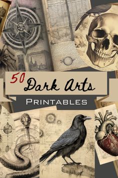 Assortment of Dark Arts Printables Dark Academia Images, Dark Academia Diy, Moody Decor, Dark Academia Decor, Dark Arts, Goth Decor, Witchy Decor, Fall Halloween Decor, Gothic Decor