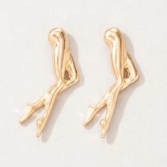 Funny Leg Stud Earrings Women's Attractive Gold Alloy Jewelry – Atom Oracle Trendy Gold Metal Plug Earrings, Gold Alloy Clip-on Earrings, Quirky Earrings, Puppy Supplies, Metal Charms, Gold Alloys, Stud Earrings For Women, Earring Type, Metal Charm