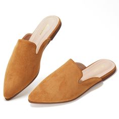 PRICES MAY VARY. Material：Smooth suede and soft PU, two types material for you to choose from. Super comfort extra cushion layer allow you to walk with no pressure, soft rubber sole with non-slip texture makes walikng safe. Pointed Toe Design:Pointed toe mules flats not only elongate your legs, make you looks nice , but also offers you a unique charm with stylish simplicity. Modern Style with Comfort:This slip-on mule shoes is designed for easy on and off,but also combined with the fashion style Leopard Print Flats, Women Flats, Slip On Mules, Womens Ballet Flats, Womens Mules, Loafer Mules, Women's Flats, Tan Suede, Shoe Obsession