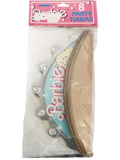 the package is packaged in plastic and has a tag on it that says party tiara