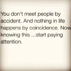 the words you don't meet people by accident and nothing in life happens by condence