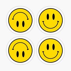 four yellow smiley face stickers