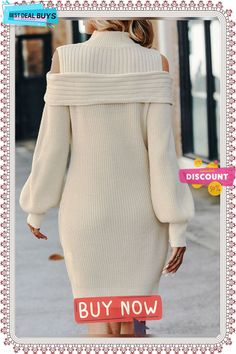 Casual Stand Collar Yarn/wool Yarn Dress Beige Knit Mini Dress For Winter, Winter Beige Knit Mini Dress, Cream Mini Length Winter Dress, Cream Knit Dress For Fall, Cream Knit Dresses For Fall, Non-stretch Mini Sweater Dress For Winter, Beige Knit Mini Dress For Fall, Cream Mini Dress For Winter, Elegant Cream Mini Dress For Winter