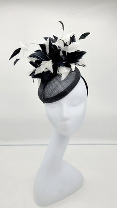 Beautiful Black and White Hat. Black Wedding Hat, Fascinator Bridesmaids Hat Kentucky Derby, Cocktail Party, Tea Party, funeral - Rare find - Ready to ship - Fast Shipping - Free Shipping - Group discount available - Customize by adding different color flowers and or feathers Check my store for for styles and colors. Hatsandpearls.etsy.com Find more at my website for more styles: www.hatsandpearls.com Reach out to me if you can't find what you are looking for. I can make cake custom orders and h Black Costume Hats For Kentucky Derby Wedding, Black Mini Hat For Kentucky Derby Wedding, Black Kentucky Derby Costume Hat, Black Mini Hat For Wedding At Royal Ascot, Black Costume Hats For Royal Ascot Party, Black Hat-style Headpieces For Wedding, Black Hat Headpiece For Wedding, Black Top Hat With Structured Crown For Party, Black Hat Style Headpieces For Wedding