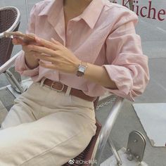 K Fashion, Casual Day Outfits, Classy Work Outfits, Stylish Work Outfits, Casual Work Outfits, 가을 패션, Business Casual Outfits, Pink Shirt, Casual Style Outfits