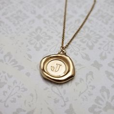 Gold Letter J Gold Vermeil Monogram Wax Seal Pendant | Etsy Gold Monogram Initial Necklace For Formal Events, Gold Monogram Initial Necklace For Formal Occasions, Classic Stamped Gold Jewelry, Gold Engraved Medallion Initial Necklace, Gold Engraved Initial Necklace, Gold Monogram Initial Necklace As Anniversary Gift, Gold Monogram Initial Necklace For Anniversary Gift, Gold Stamped Necklace For Anniversary, Gold Monogram Necklaces For Anniversary Gift