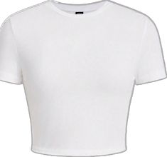 White Slim Fit Short Sleeve T-shirt, Trendy White Slim Fit Tops, Basic Fitted White Cropped T-shirt, White Snug Fit Short Sleeve Top, White Fitted Basic Cropped T-shirt, White Fitted Crop Top T-shirt, Fitted White Crop Top T-shirt, Fitted White Cropped Cotton T-shirt, Fitted White Cotton Cropped T-shirt