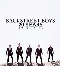 the backstreet boys 20 years album cover is shown in black and white, with an image of five men wearing suits