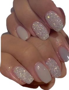 Korean Glitter Nails, Sparkly Nail Designs, Unghie Sfumate, Unghie Nail Art, Minimalist Nail Art, Christmas Nails Acrylic, Sparkly Nails, Neutral Nails