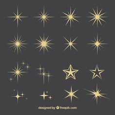 golden stars set on black background